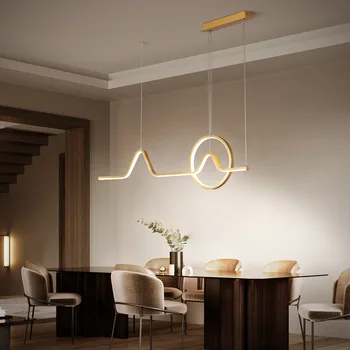 Moderne loft lampe Nordiske lysekrone personlig spisebord bardisk lysekrone lange led strip lampe hængende restaurant