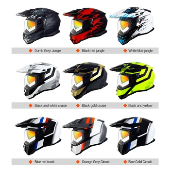 GSB Full Face-Casco Moto Dobbelt Linse Motocross-Hjelm, Flip Op Road Motorcykel Hjelm Med Dual Øverste Ventilationskanaler med Aftageligt Foring, Sort