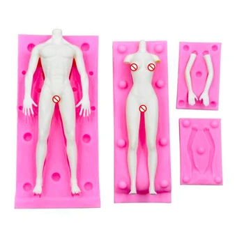 Dukke Body Shape Silicone Mold 3D Bløde Slik Værktøj Mannequin Manuel Diy Chokolade Bagning Dekorative Ler Skimmel Forsyninger