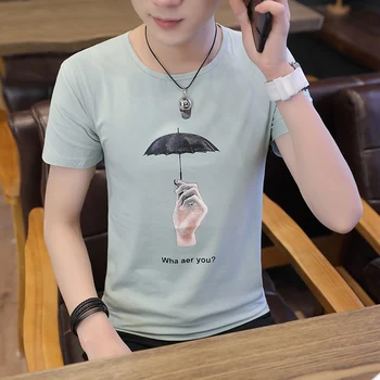 Sommer Nyt Kort-Langærmet T-shirt i kortærmet T-shirt til Halv-Langærmet Slim Stil i koreansk Version Alle-match Cool Unge Bunden Tøj