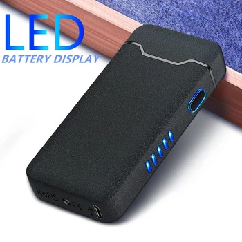 Elektrisk Ild Plasma-Bue Lettere USB Charge Metal Vindtæt Cigar Rør Lightere Med LED Power Displayet Stearinlys, Lighter Mænd Gave