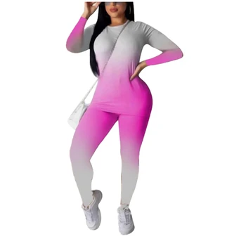 Hirigin 2020 Efteråret Kvinder, Sports Trop Sæt 2STK Neon langærmet Toppe, Bukser Træning Kvinder Casual Tøj Træningsdragter Outfits Sæt