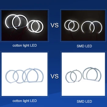 Hvid SMD LED Angel eyes Bomuld Lys Halo ringe til BMW E90 3Series 2X(131mm+106 mm) auto forlygter DRL Lampe tilbehør