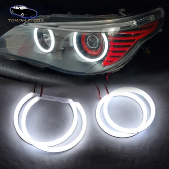 Hvid SMD LED Angel eyes Bomuld Lys Halo ringe til BMW E90 3Series 2X(131mm+106 mm) auto forlygter DRL Lampe tilbehør