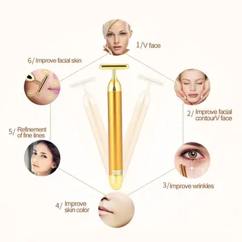 Mini-Facial Skønhed Af Facial Massageapparat T-Form roller Facial Beauty Care Vibrationer Massageapparat Energi Vibrerende Slankende Ansigt Bar