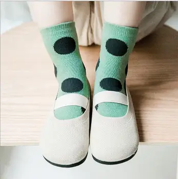 1-12 År 5 par pack engros børns sokker efteråret og vinteren kæmpe bølge punkt farve matchende sokker, børns sokker