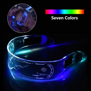 LED Lysende Briller Futuristisk Elektronisk Visir Briller Lys Op Briller Prop Til Halloween Festival Ydeevne Top