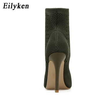 Eilyken Beige Green Ladies Open Toe Short Boots Elastic Boots Small Hole Hollow Out Breathable Dress Women Boots Pumps