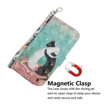 3D Katte Læder Case Magnetisk Flip Wallet Blødt TPU Telefon Silikone Cover Skroget Shell Coque Fundas til Samsung Galaxy A7 2018 A750