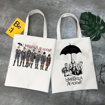 Umbrella Academy Symbol Cha Diego Vanya Grafisk Tegnefilm Print Shopping Tasker Piger Mode Afslappet Pacakge Hånd Taske