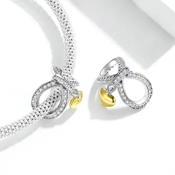 MOWIMO Ægte 925 Sterling Sølv Uendelige Kærlighed Heart Perler Passer til Armbånd i Sølv Charms Sølv Oprindelige Vedhæng Smykker BKC1300