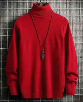 2020 Nye Efterår og Vinter Mænd Rullekrave Solid Farve Afslappet Slank Sweater Strikket Holde Varmt Tøj