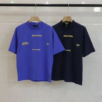 Kanye West High Street Afslappet Oversize T-shirt Herre Rullekrave Brev Skum kortærmet T-Shirt Hip Hop Harajuku Løs t-Shirts