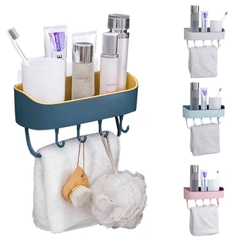 Køkken-Dobbelt håndklædeholder Badeværelse Multi-funktion Afløb Rack Storage Rack Dobbelt Farve Problemfri Med Aftagelig Krog Stativer
