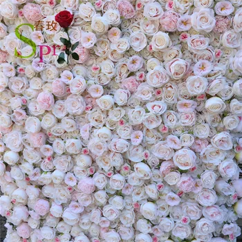 SPR Kunstige Blomster Dekoration Bryllup Roll Op Blomst Væg Baggrund