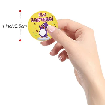 Tegnefilm Dyr Klistermærker 1 inch spanske Belønning Mærkat for Børn 500pcs/roll 8 Design Motiverende Søde Klistermærker