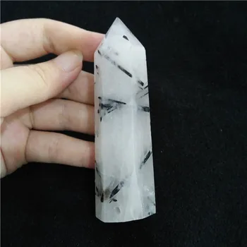 Naturlige Sjældne Sort Turmalin Crystal Kolonne Magic Wand Punkt for Reiki Healing sten