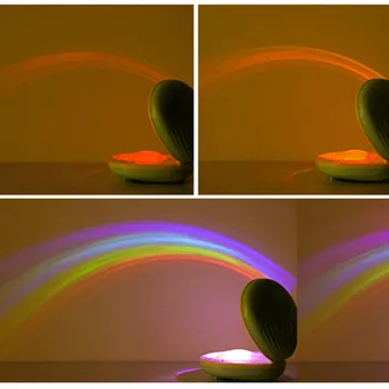 Romantisk Shell Rainbow Projektor Lampe LED Nat Lys, Farverig Regnbue Lampe Piger Gave Baby Soveværelse Atmosfære Lampe Hjem Indretning