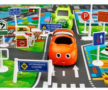 28pcs/set Parkering Masse vejskilte Trafik Tilbehør Tidlig Pædagogisk Puslespil for Kids Legetøj, Biler, Garage Spore Tegn Tilbehør Legetøj