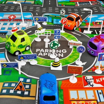 28pcs/set Parkering Masse vejskilte Trafik Tilbehør Tidlig Pædagogisk Puslespil for Kids Legetøj, Biler, Garage Spore Tegn Tilbehør Legetøj