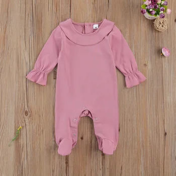 2020 Nyfødte Baby Pige Dreng Footie Lange Ærmer Romper Blade Udskrive Et Stykke Spædbarn Buksedragt Sleeper Langærmet Pyjamas