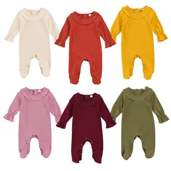 2020 Nyfødte Baby Pige Dreng Footie Lange Ærmer Romper Blade Udskrive Et Stykke Spædbarn Buksedragt Sleeper Langærmet Pyjamas