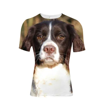 Brugerdefinerede 3D-Dog engelsk Springer Spaniel Print T-Shirt til Mænd Brand Designer Mænds Sommer T-Shirt Korte T-Shirt Plus Størrelse