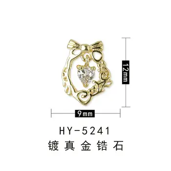 5pcs/masse Hjertet blomst Crown 3D Legering Nail Art Zircon Pearl metal manicure søm tilbehør DIY Negle Dekoration Søm charms