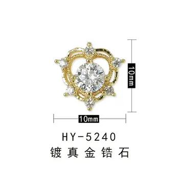 5pcs/masse Hjertet blomst Crown 3D Legering Nail Art Zircon Pearl metal manicure søm tilbehør DIY Negle Dekoration Søm charms