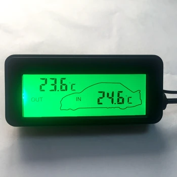 LCD-Bil Digital Termometer 12V Køretøjer, Inside Outside Mini Temperatur Måleren Bil Termometro Overvåge 1,5 M Kabel Sensor Med Box