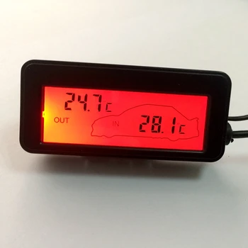 LCD-Bil Digital Termometer 12V Køretøjer, Inside Outside Mini Temperatur Måleren Bil Termometro Overvåge 1,5 M Kabel Sensor Med Box