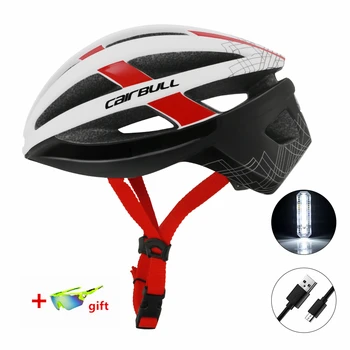 Cykelhjelm Genopladelige LED-Lys Intergrally-støbt Cykling Hjelm Mountain Road Cykel Hjelm Sport Sikker Hat Til Manden Kvinder