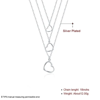 DOTEFFIL 925 Sterling Sølv Tre Chain Hjerte Vedhæng Halskæde Til Kvinder Charme, Bryllup, Engagement Party Mode Smykker