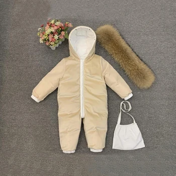 Dollplus Børn Spædbarn Pige Vinter Tøj Baby Flyverdragt Et Stykke Børn Dreng Overalls Hætteklædte Buksedragt Piger Sparkedragt til Nyfødte