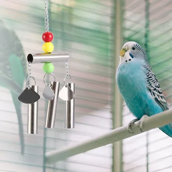 1PC Rustfrit Stål Bell Toy For Fugle Midt-Large Størrelse Papegøje Stående Toy Bur Indretning