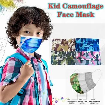 10-100pcs Børn Camouflage Disponibel Ansigt Munden Masker Beskyttende mondkapje print børn masque tissus enfant mascarillas αμειβομενη