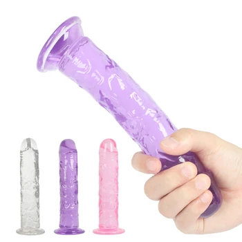 Realistisk dildo pik blødt jelly anal dildo rem om lesbiske magt sugekop Stor Penis voksen sex legetøj til kvinder ingen vibrator