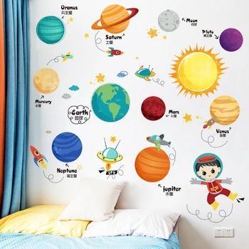 Tegneserie Stjerne Wall Stickers Univers Kids Rooms Dekoration Æstetiske Dreng Soveværelse vægoverføringsbilleder Selvklæbende Tapet PVC-Plakat