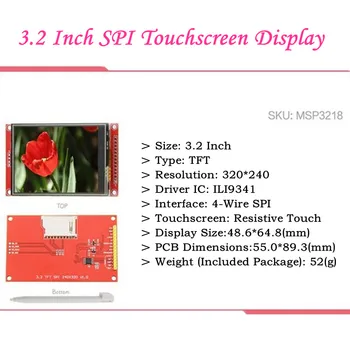 SPI Interface LCD-Skærm 2.4/2.8/3.2/3.5/4.0 Tommer TFT Farve Skærm Seriel Port Modul Drev IC ILI9341 med Resistive Touch Pen