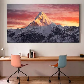 Everest Bjergene I Solnedgangen Plakat og Print på Lærred Væg Kunst Maleri Landskab Dekoration til stuen Cuadros