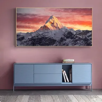 Everest Bjergene I Solnedgangen Plakat og Print på Lærred Væg Kunst Maleri Landskab Dekoration til stuen Cuadros