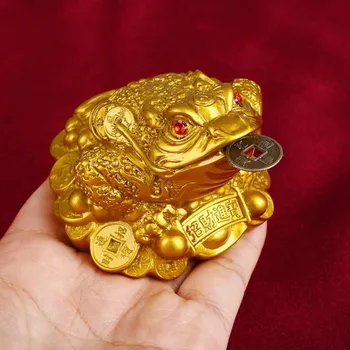 Lucky Penge Frog Feng Shui Gyldne Tudse Mønt Kinesiske Charme for Velstand Hjem Dekoration Gave Forfader Penge Master Velsignet