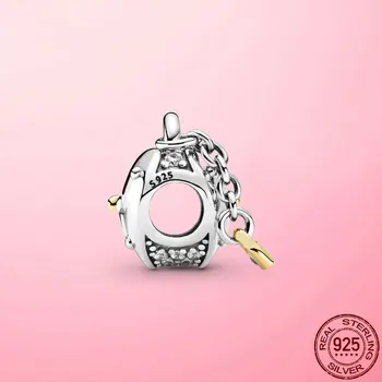 2021 Nye Valentine Gave 925 Sterling Sølv, To-Tone og Hjerte Lock Charm Perler passer Oprindelige Pandora Armbånd af 925 Sølv Smykker