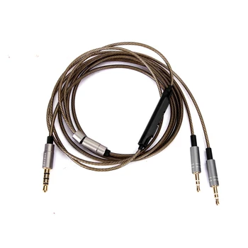 Universal 120cm 1 han, 3,5 mm til 2 mandlig 2,5 mm Sølv Audio Kabel Med Mic Til hovedtelefoner