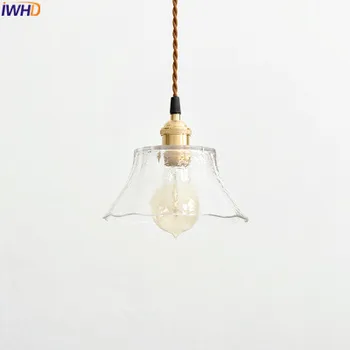 IWHD Nordiske Japansk Stil Edison Pendel lamper Restaurant Soveværelse Sengen Messing Glas Hængende Lamper LED Hanglamp