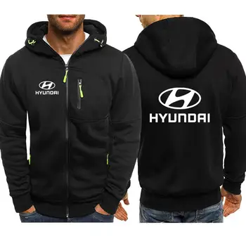 Hættetrøjer Mænd Hyundai Motor Bil Logo Print Casual Hip Hop Harajuku Lange Ærmer Hætteklædte Sweatshirts Herre lynlås Jakke Hoody Tøj