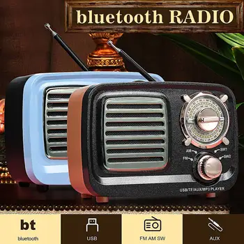 Bluetooth Bærbare Retro Radio Bas Højttaler FM AM SW-Afspiller, Bærbare Kortet Mini FM AM SW USB-AUX-TF Kort MP3 Mms-Klassisk