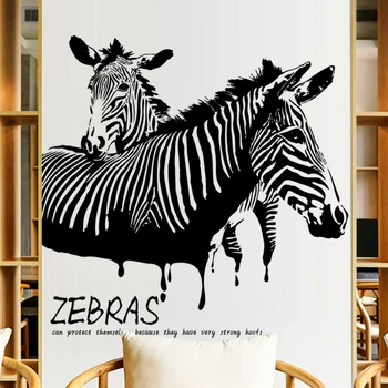 Kreative Dyr Zebra Mønster Wall Stickers TV Sofa Baggrund Home Decor Kids' Værelse Soveværelse Dekoration Plakat Selvklæbende