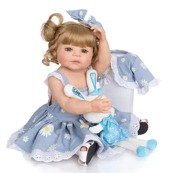 KEIUMI 22 Tommer Baby Dukker Nyfødte Silikone Full Body Toy Dejlig Prinsesse, Bebe Genfødt Til Pige Børn Gaver Jul Fødselsdag