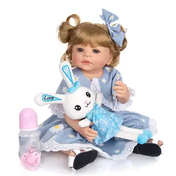 KEIUMI 22 Tommer Baby Dukker Nyfødte Silikone Full Body Toy Dejlig Prinsesse, Bebe Genfødt Til Pige Børn Gaver Jul Fødselsdag